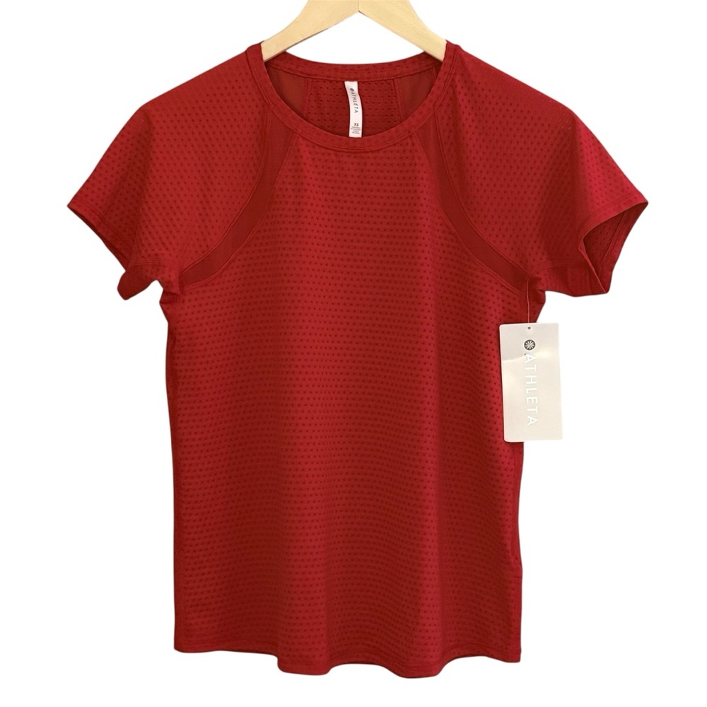 Athleta Activewear‎ Chi Dot Mesh Train Tee Red Size X-Small